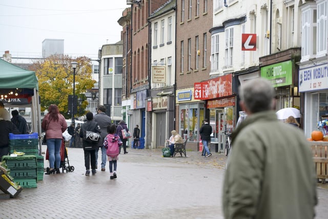 Shoppers on the streets of Doncaster Town centre as South Yorkshire enters the Tier-3 restrictions imposed by the government to try to halt the spread of Covid-19