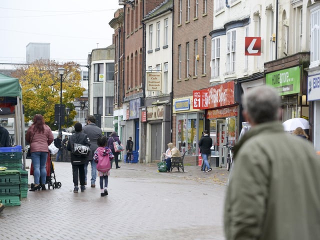Shoppers on the streets of Doncaster Town centre as South Yorkshire enters the Tier-3 restrictions imposed by the government to try to halt the spread of Covid-19