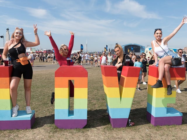 Festival visitors (L-R) Lucy Randall, Shawe Randall, Esme Lowe, Cameron Gittings