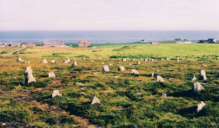 Aptly named place with extraordinary number of small standing stones; 200 in 22 rows. If fan shape was complete, there would be 600. Their very purposeful layout is enigmatic and strange.