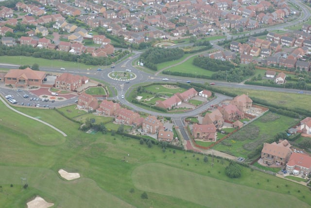 An aerial view from 10 years ago, showing High Throston Golf Club pictured opposite Worsett Lane and Hart Lane.