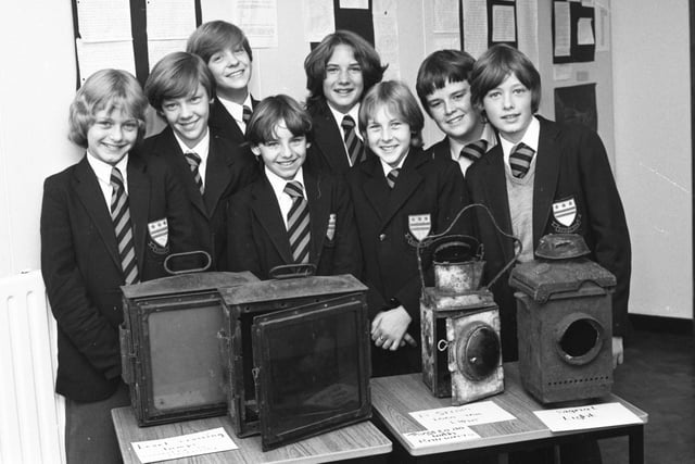 Some of the Shiney Row School pupils with old railway lamps they collected for their winning project in the Wearside Trail competition. Were you a part of this 1981 team?