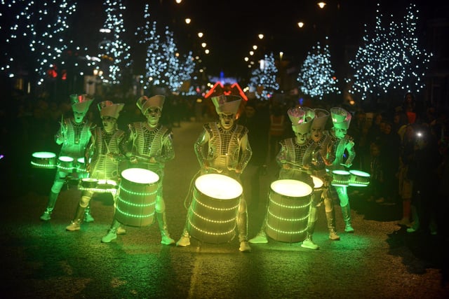 SPARK Drummers performance at the South Shields Winter Wonderland Parade.