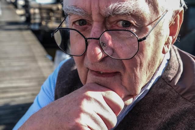 Artist Joe Scarborough in Sheffield Canal Basin.