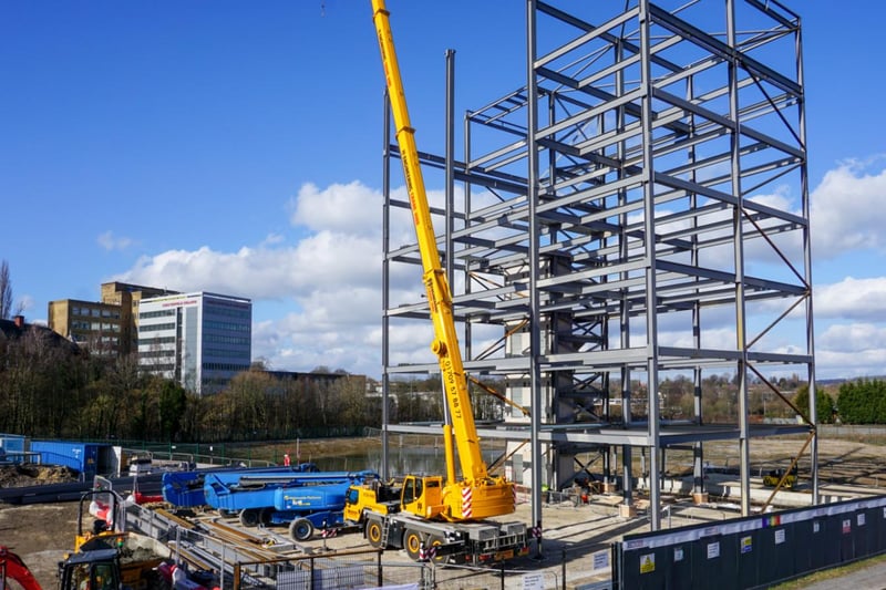 Construction of the seven-storey office building in the Basin Square neighbourhood of the £340million Chesterfield Waterside scheme is underway.