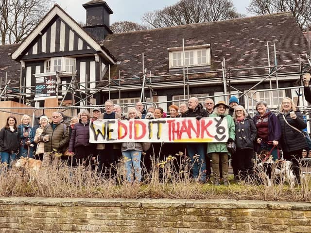 Campaigners celebrating the Rose Garden Cafe partial reopening in December 2022. Sheffield City Council is now setting up a partnership to work with the community to restore the Graves Park building. Picture: Andy Kershaw 