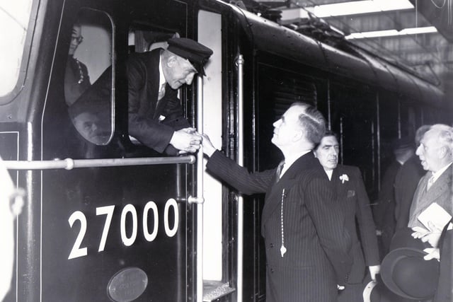 General Sir Brian Robertson, Chairman, British Transport Commission (1953-1961) pictured at Sheffield Victoria Railway Station