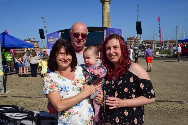 Originally from Essex but now living in Hartlepool, Terry, Wendy and Toni Sargeant with six-month-old Rhea at the Hartlepool Waterfront Festival Rebirth 2021 on Saturday.