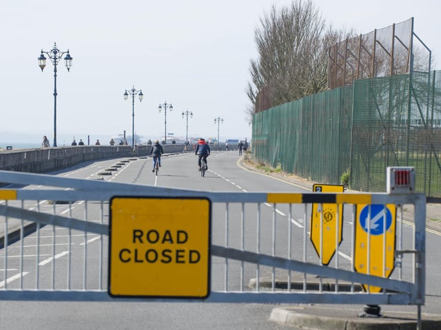 Road closure on Eastney Esplanade during lockdown