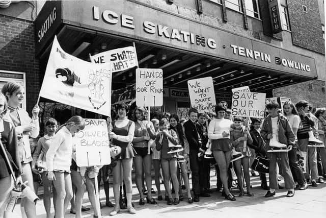 Silver Blades Ice Rink, Queens Road, Sheffield, May 2nd 1970
Young protest marchers protesting over the proposed closure of the rink