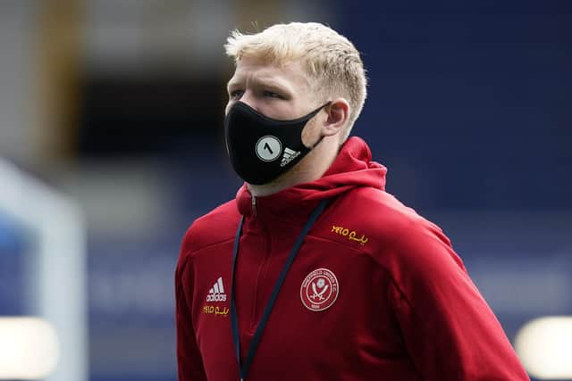 Liverpool, England, 16th May 2021. Aaron Ramsdale of Sheffield Utd  during the Premier League match at Goodison Park, Liverpool. Picture credit should read: Andrew Yates / Sportimage