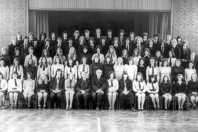 Myers Grove 6th Form 1973 -  Helen M Gill is on the third row, sixth from the left