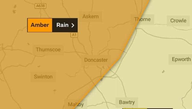 Amber warning has been issued for Doncaster. Picture by the Met Office