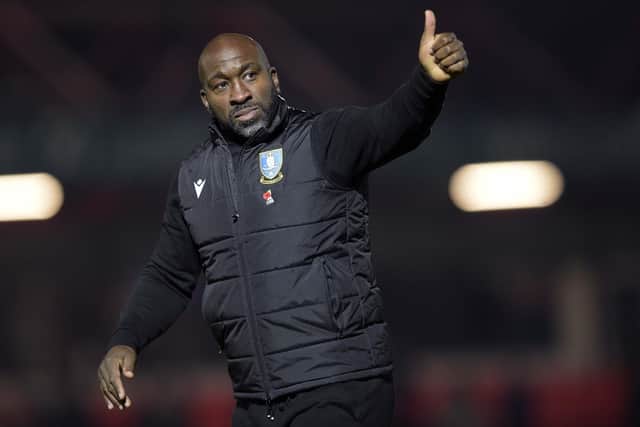 Thumbs up from Owls boss Darren Moore on the 1-0 win    Pic Steve Ellis