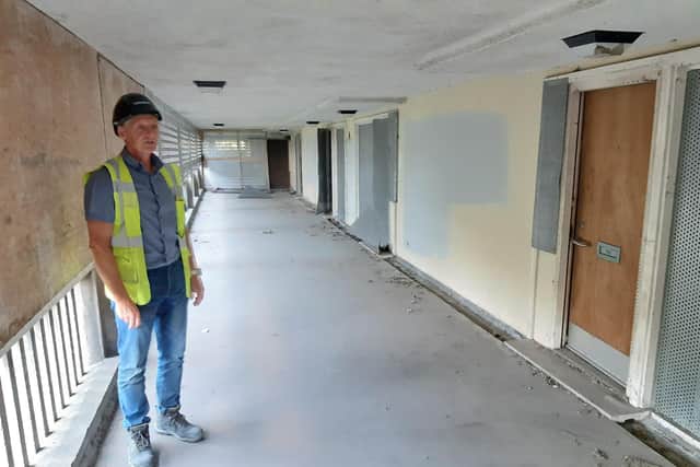 Senior construction manager Harvey Milddleton.The Duke Street block has all the features that made Park Hill famous including the super-wide landings that had room for milk floats.