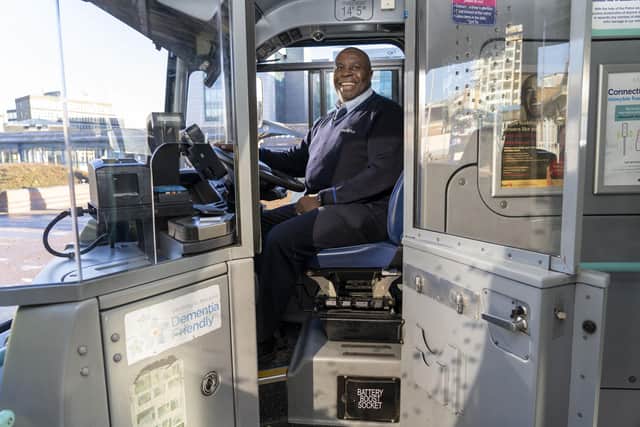 Linford Stephenson on his final day as a driver at First Bus after 44 years. Picture Scott Merrylees