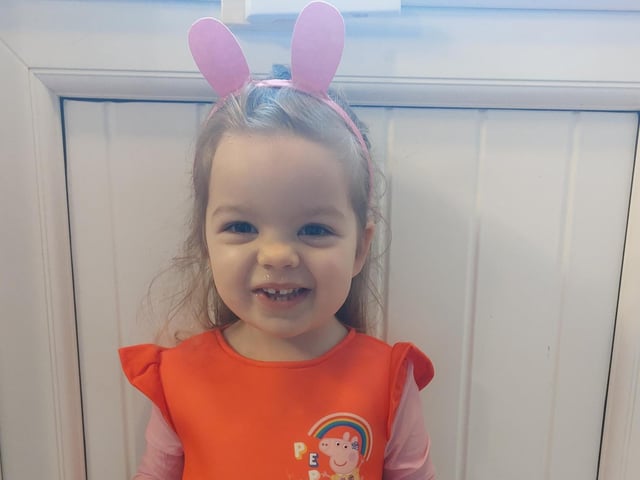 Ava, 2, from Gosport dressed as Peppa Pig for World Book Day.