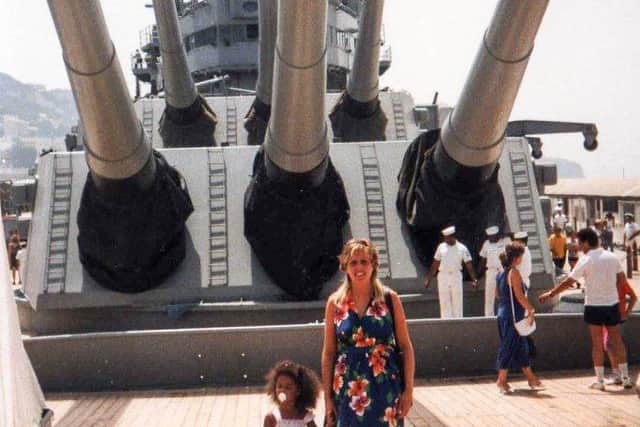My wife and daughter Jahmaine . On USS Iowa