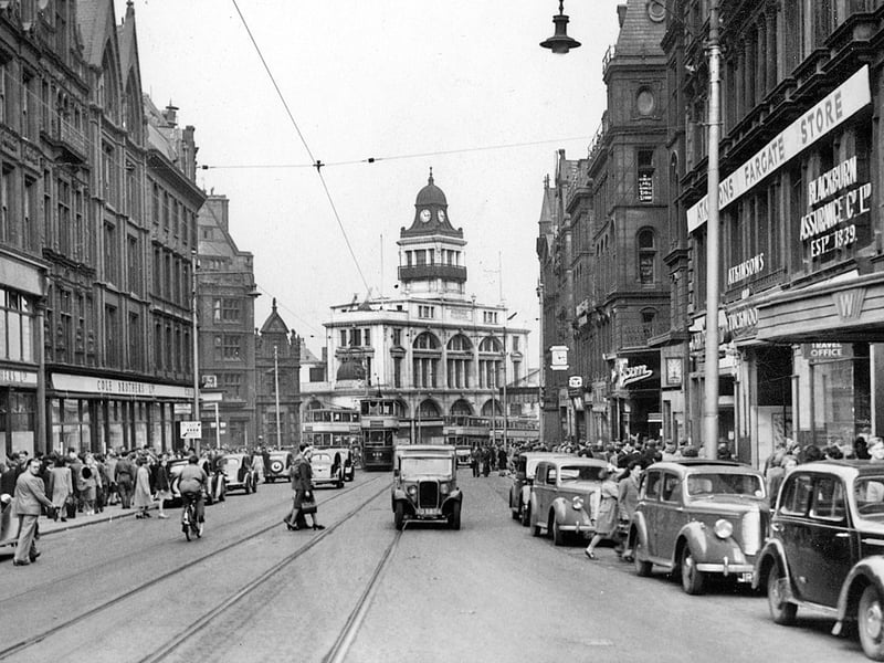Fargate, Sheffield, pictured on May 10, 1947, with the old Cole Brothers Department Store on the left