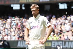 England's Joe Root looks dejected after defeat during day three of the third Ashes test at the Melbourne Cricket Ground, Melbourne. Picture date: Tuesday December 28, 2021.