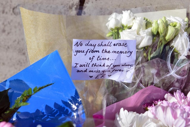 Tributes to the South Shields teenagers were left outside of South Shields Town Hall.