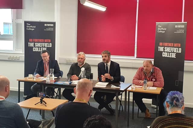 Candidates at the election hustings. (L-R) Joe Otten, Liberal Democrats - Simon Biltcliffe, Yorkshire Party - Oliver Coppard Labour and David Bettney, SDP.