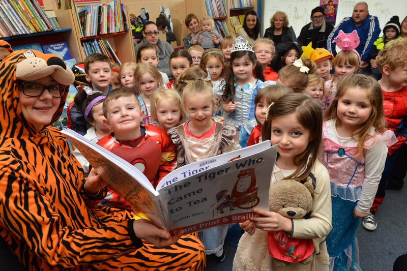 Children celebrate World Book Day at South Shields Central Library. Photo: Stu Norton.