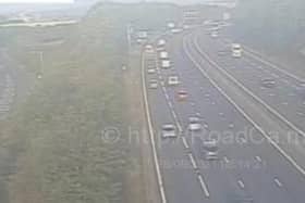 Traffic is starting to move again on the M1 near Sheffield but there are still queues
