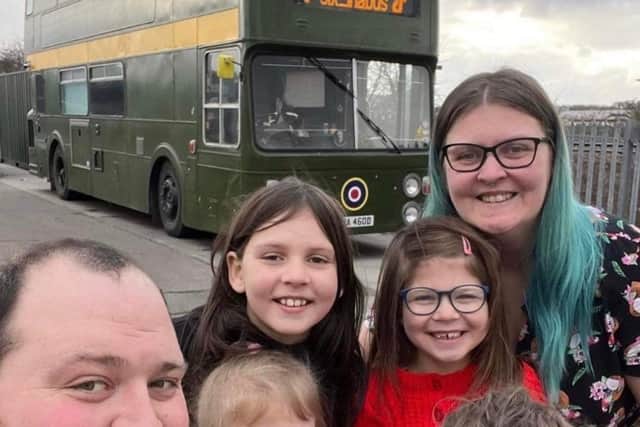 Rod, Nicole, Luna, Poppy, Summer and Phoebe converted a double-decker bus into a holiday home on wheels - but loved it so much they moved  into it full-time (Photo:SWNS)