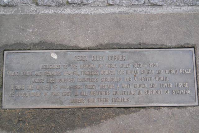 The plaque honouring Percy Riley in its original spot on Fargate