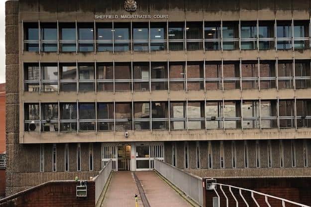 A thug gets a suspended prison sentence at Sheffield Magistrates' Court, pictured, after he damaged a woman's car and assaulted her.