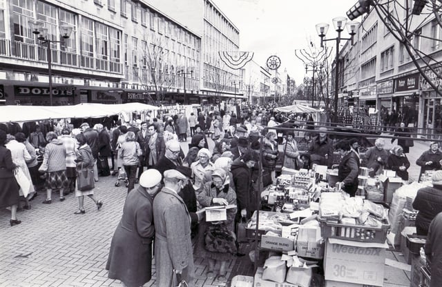Market Stalls on The Moor, Sheffield 1981