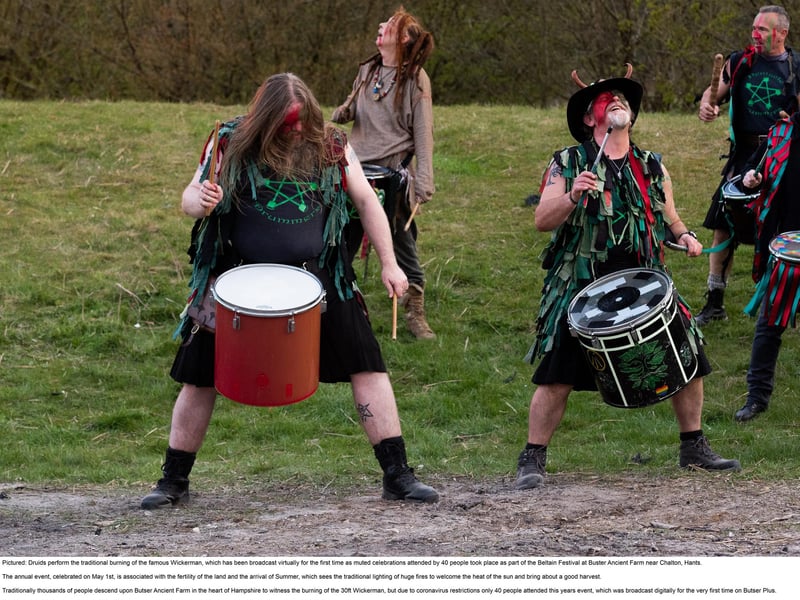 Druids perform the traditional burning of the famous Wickerman. Picture: Jordan Pettitt/Solent News & Photo Agency
