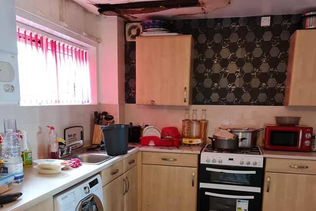 Fatmata Kamara says the ceiling caved in six months after she first reported a leak at her council house in Sheffield