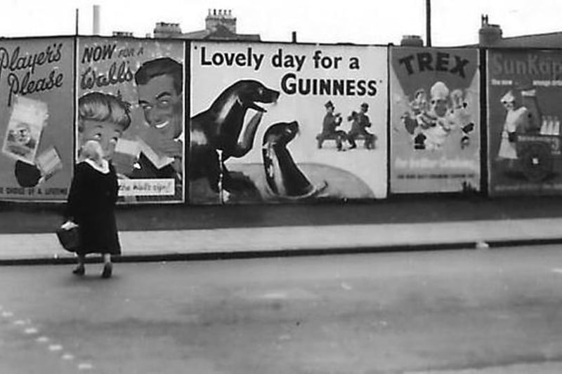 Advertising hoardings in a view of York Road which probably dates back to the 1950s. Photo: Hartlepool Library Service.
