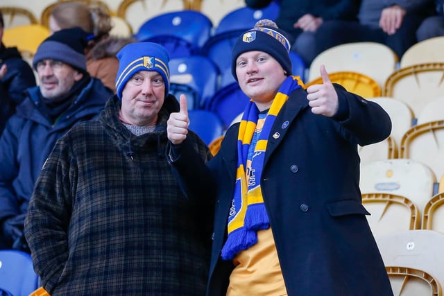 Stags fans at the One Call stadium for the match against Salford City.