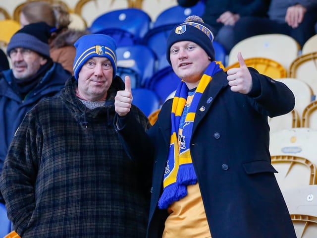 Stags fans at the One Call stadium for the match against Salford City.