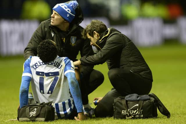 Sheffield Wednesday midfielder Fisayo Dele-Bashiru was the third player to go down injured in their win over Morecambe.