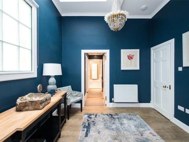 The reception hall benefits from a light well as well as a sky light, making it a wonderfully bright space.