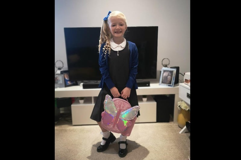 Parents from across the Portsmouth area shared photos as their children returned to school after the summer holiday on Thursday, September 2, 2021. Pictured is Lexie, aged seven. 