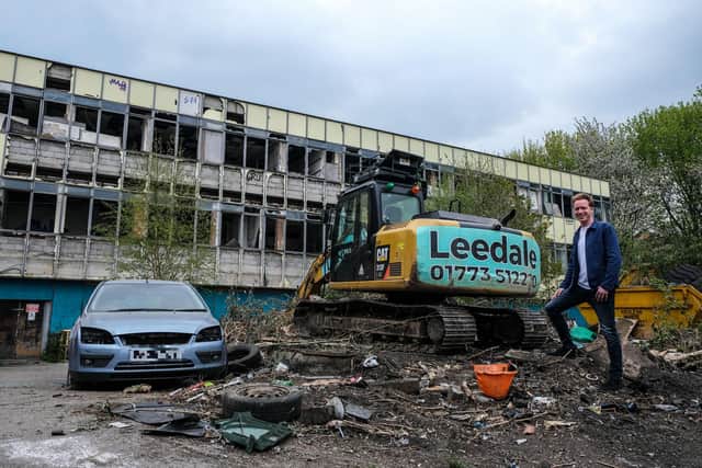 Sheffield musician Brad Walls on location at the former Stanley Tools factory