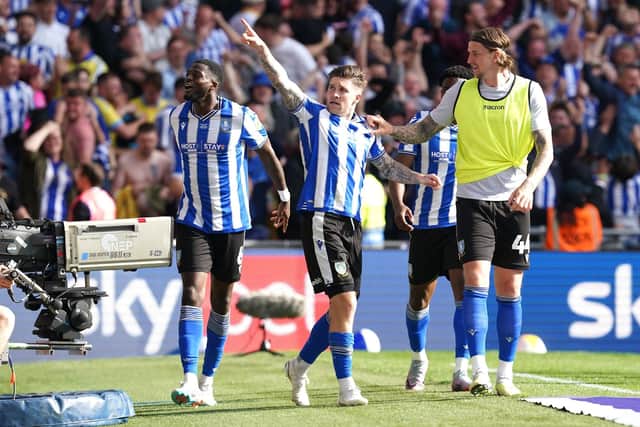Sheffield Wednesday's were rocketed to the Championship when Josh Windass scored a stunning header with just six seconds to go in extra time, saving The Owls from the pain of a penalty shootout. 
Photo credit should read: Nick Potts/PA Wire.