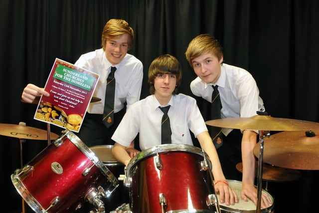 Young performers, from left; Jonny Wilkinson 15, Alex Tate 16, and Josh Fothergill 15 who took part in a charity concert with fellow students of Southmoor School to raise funds for local homeless people in 2011.