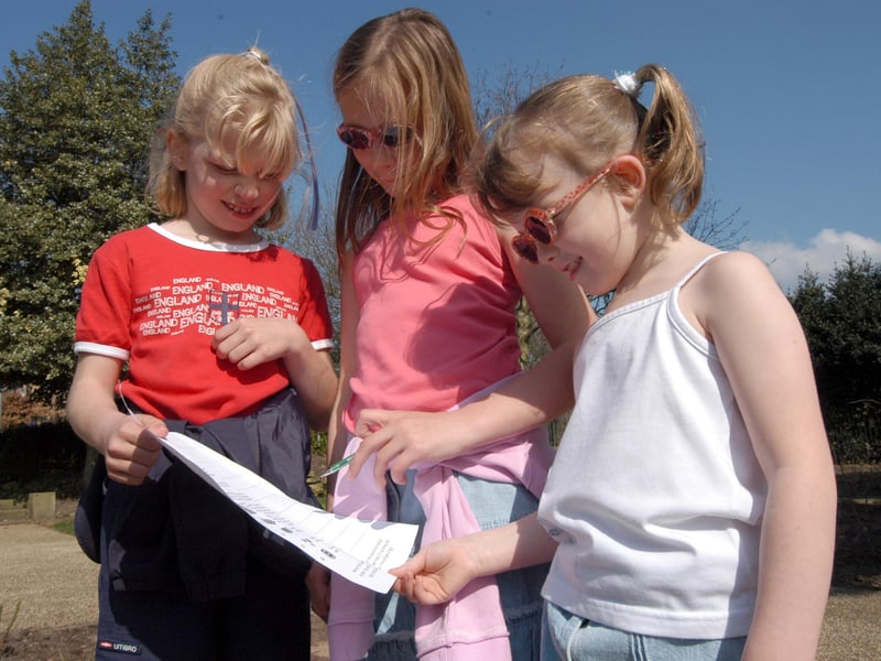 Katelyn Riley, Katie Jefferies and Jessica Jefferies pictured during the Easter activities at Carr Bank Park in Mansfield in 2007.