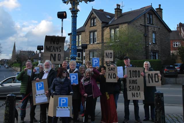 Campaigners protest Sheffield Council's Park Hill parking permit scheme.