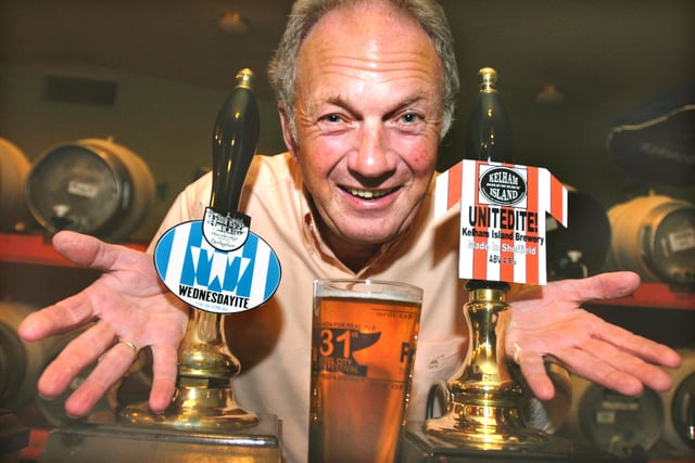 Sheffield Steel City Beer Festival at the St Philips Social Club.  Wednesday v Utd in the Beer stakes. Pictured is Dave Wickett of Kelham Island Brewery who made the Unitedite beer in 2005