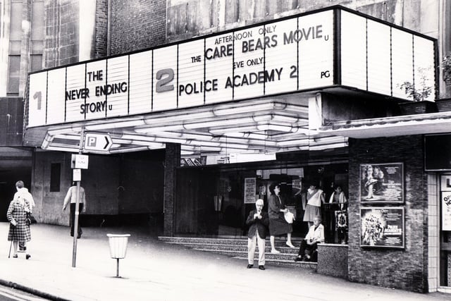 The Care Bears Movie, Police Academy 2, and the Never Ending Story were showing at the ABC Cinema, Angel Street, Sheffield, August 19, 1985