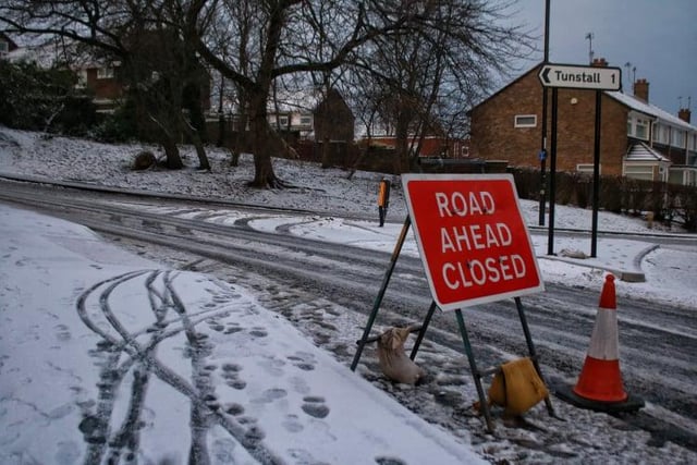 A road closure in place following a fierce weekend of weather.