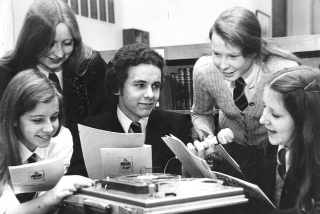 Back to January 1976 and here's a scene at Springfield Comprehensive School. Pictured left to right are Simone Nesbitt, 15; Gillian Pollard, 15; Trevor Form, 17; Pauline Tulip, 16; Susan Eggleton, 15.