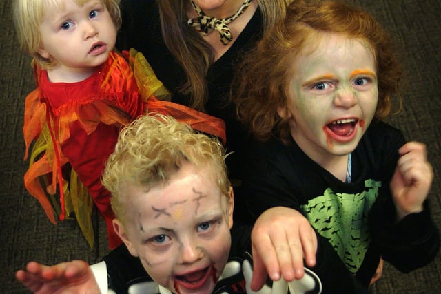 2009: These children put on their scary faces during a Hallowe'en party for the playscheme children at Hucknall Leisure Centre.
